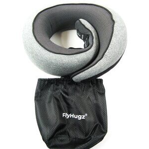 FlyHugz Neck Travel Pillow Memory Foam Neck Pillow for Comfort Gray
